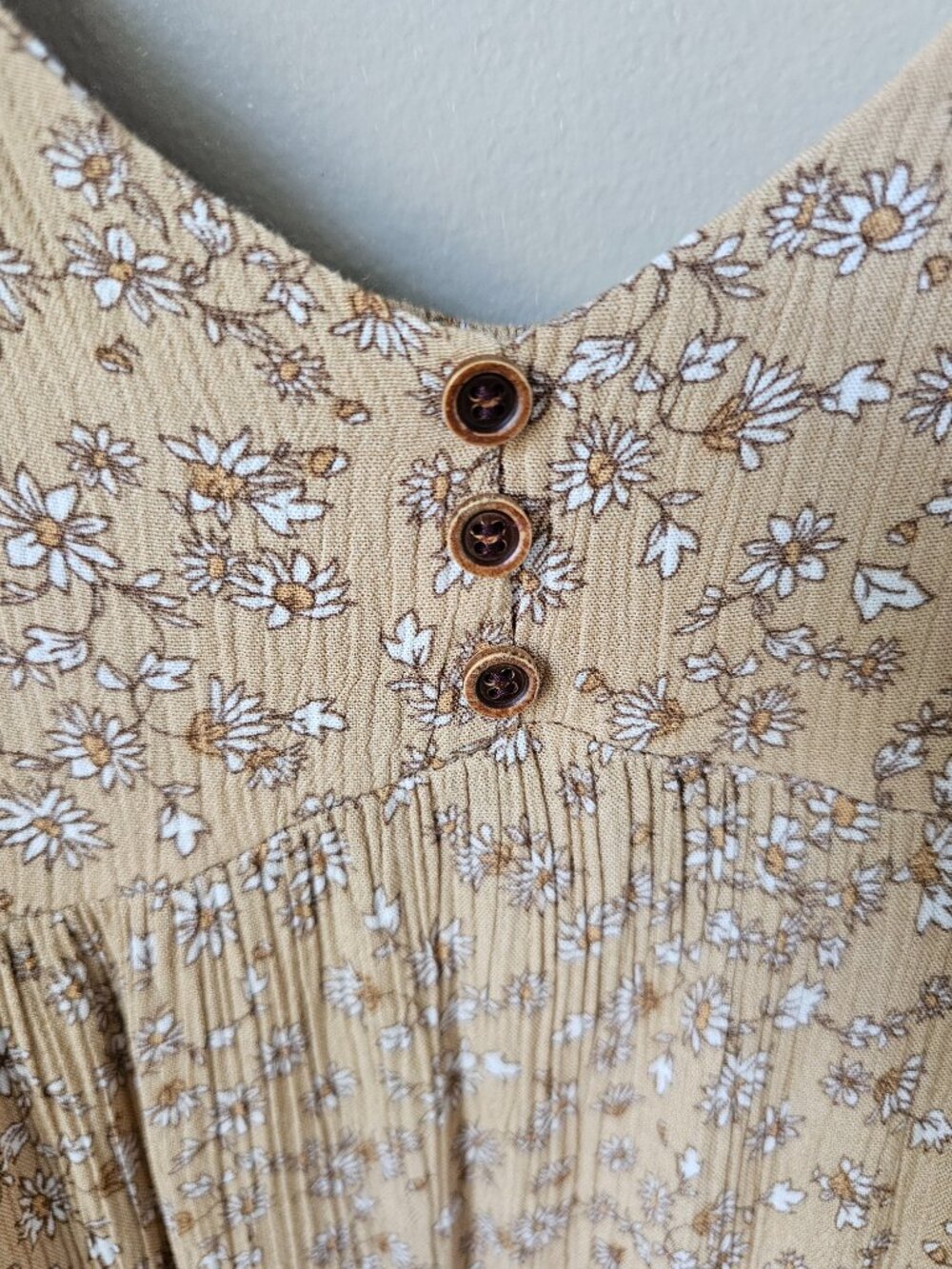 BeCool Floral Tiered Mini Dress Size L Boho Smocked Adjustable Straps - Picture 5 of 10